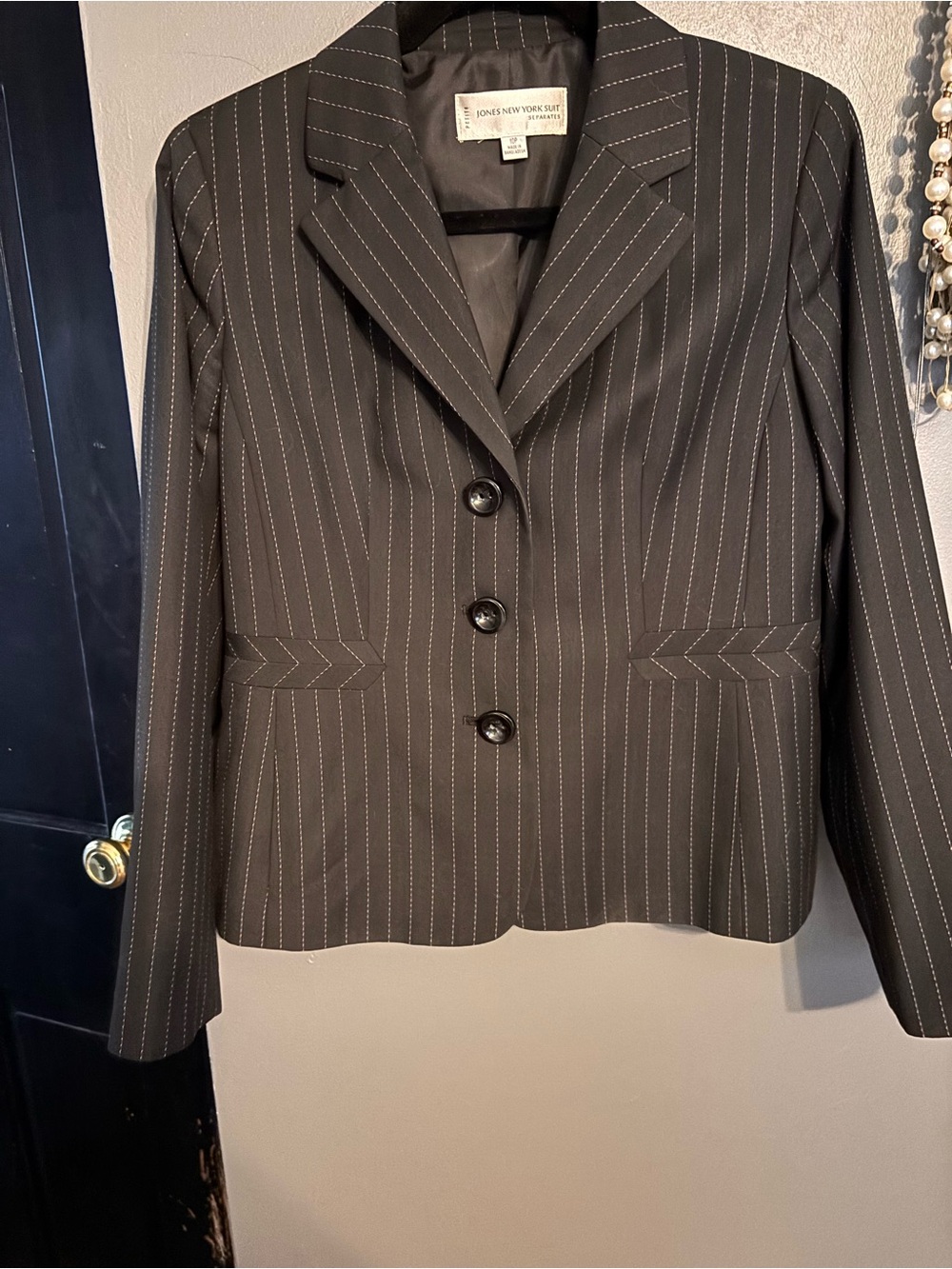 Jones New York Dark Gray Pinstripe Blazer